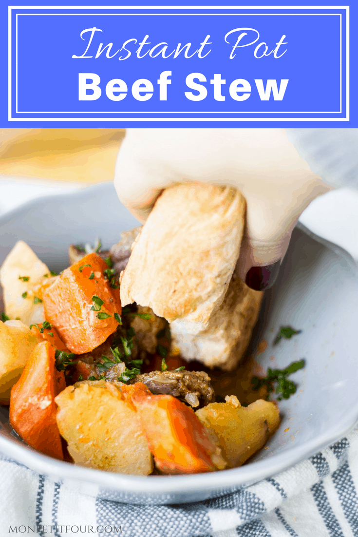 Instant Pot Beef Stew: a delicious beef stew made in the Instant Pot in half the time! A cozy, hearty meal for cold weather months. French recipe via MonPetitFour.com [ad]