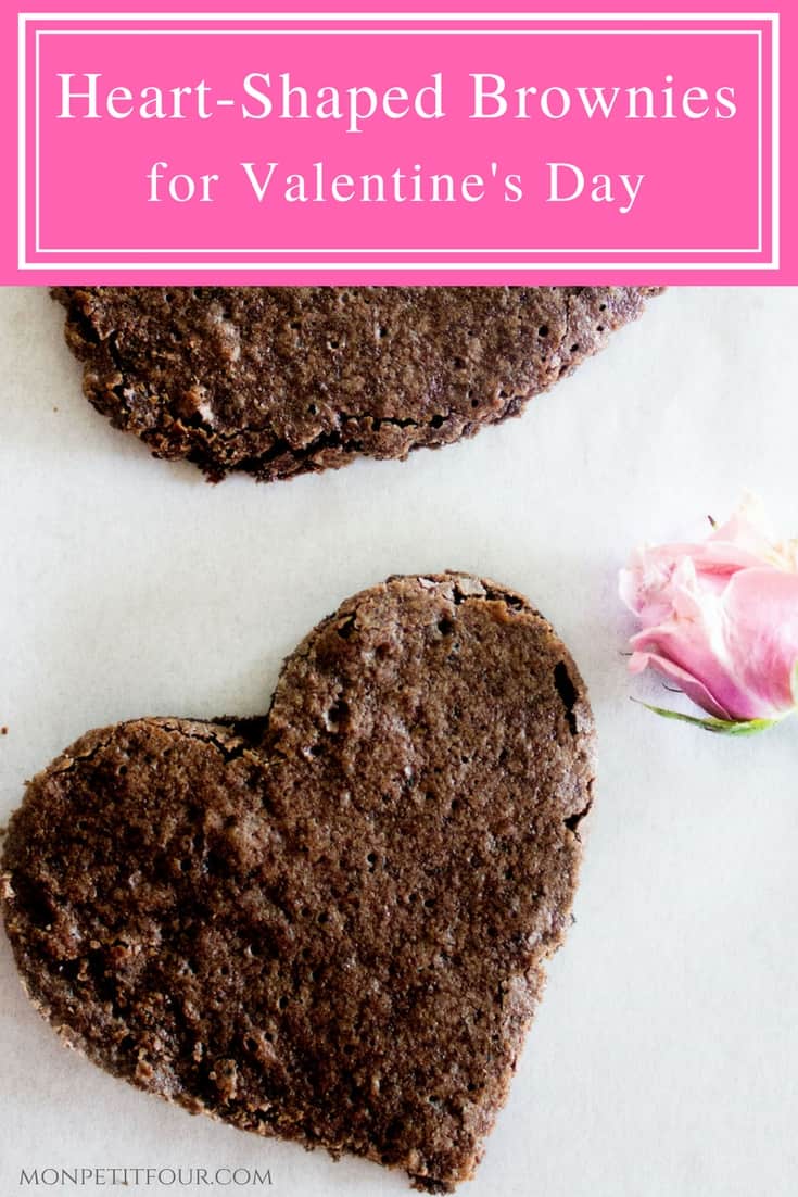 Heart-Shaped Brownies made with a simple, one-bowl batter. So easy and so fudgy! Recipe via MonPetitFour.com
