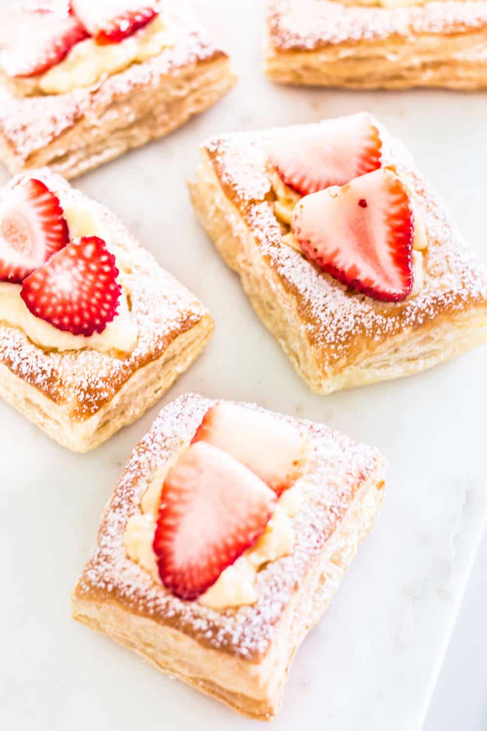 Strawberry Croissants overhead view 