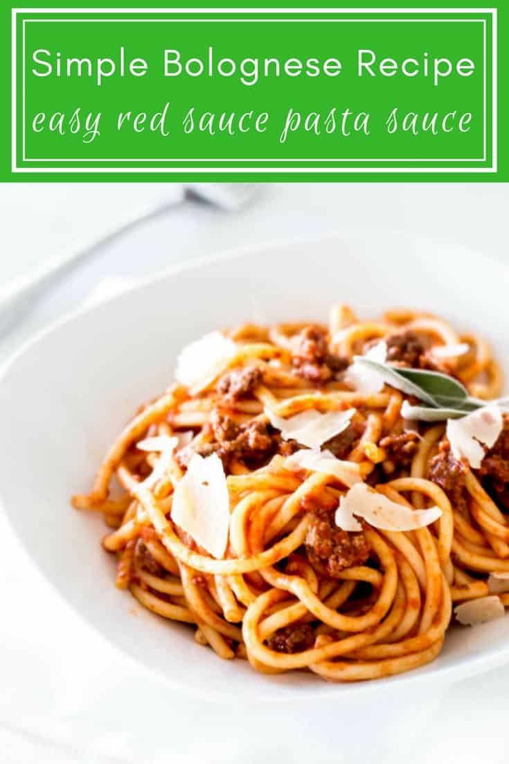 Simple Bolognese Recipe: easy red pasta sauce via MonPetitFour.com