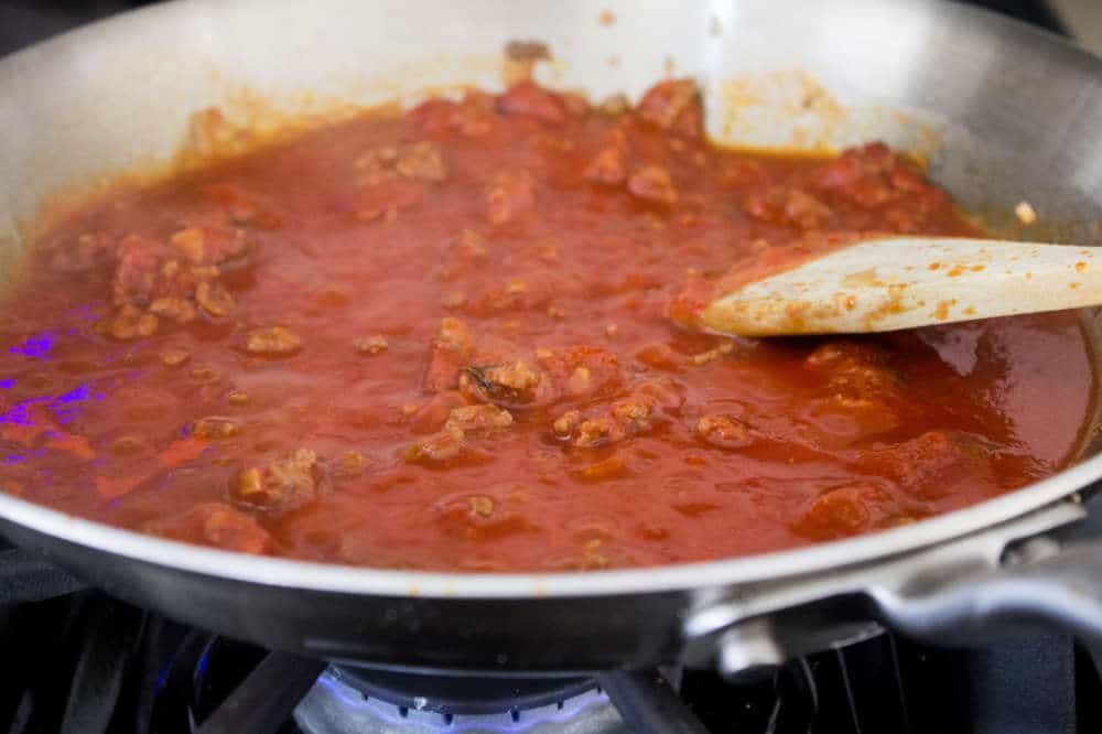 Simple Bolognese Recipe pasta water added to bolognese sauce