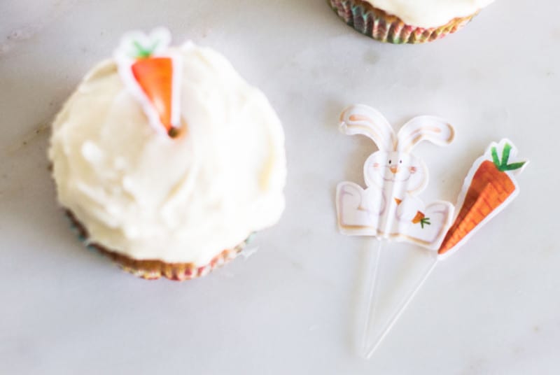 Carrot Cake Cupcakes decorative toppers bunny and carrot