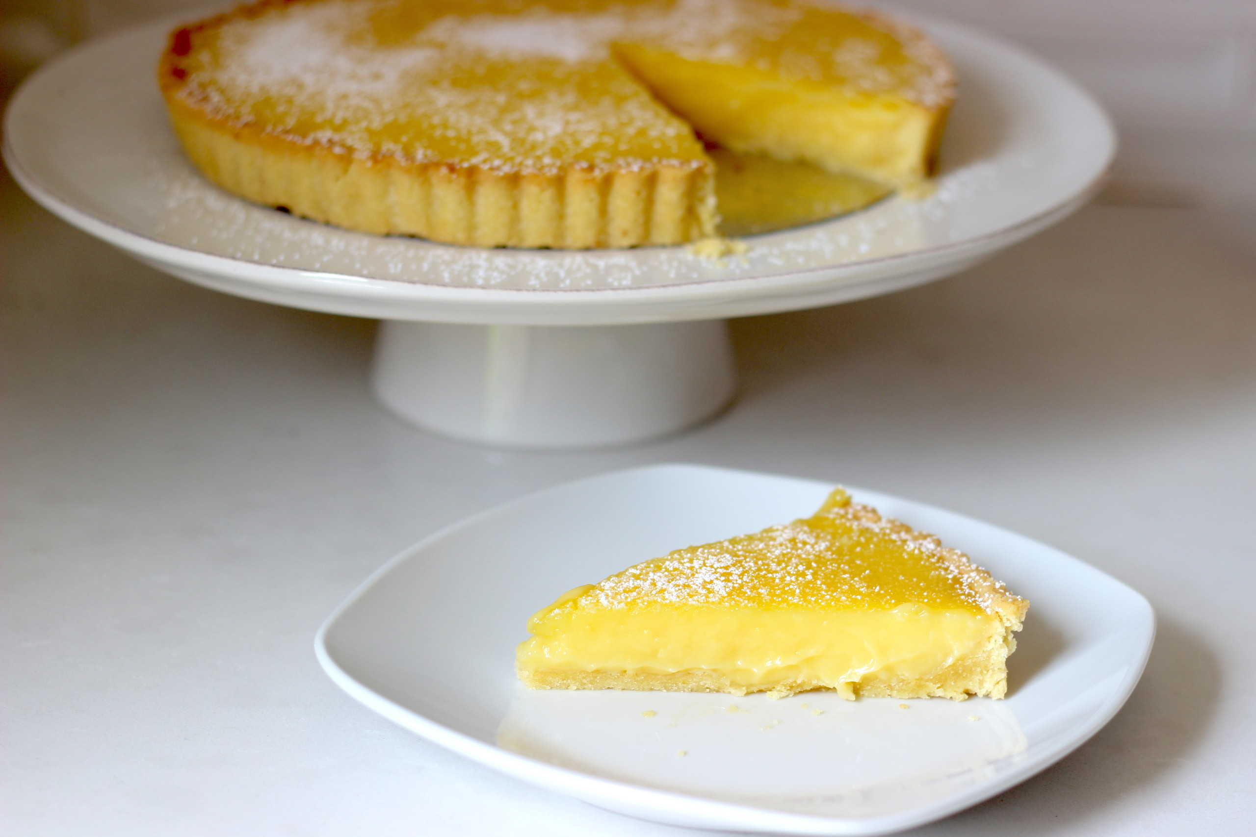 lemon tart recipe on a plate image