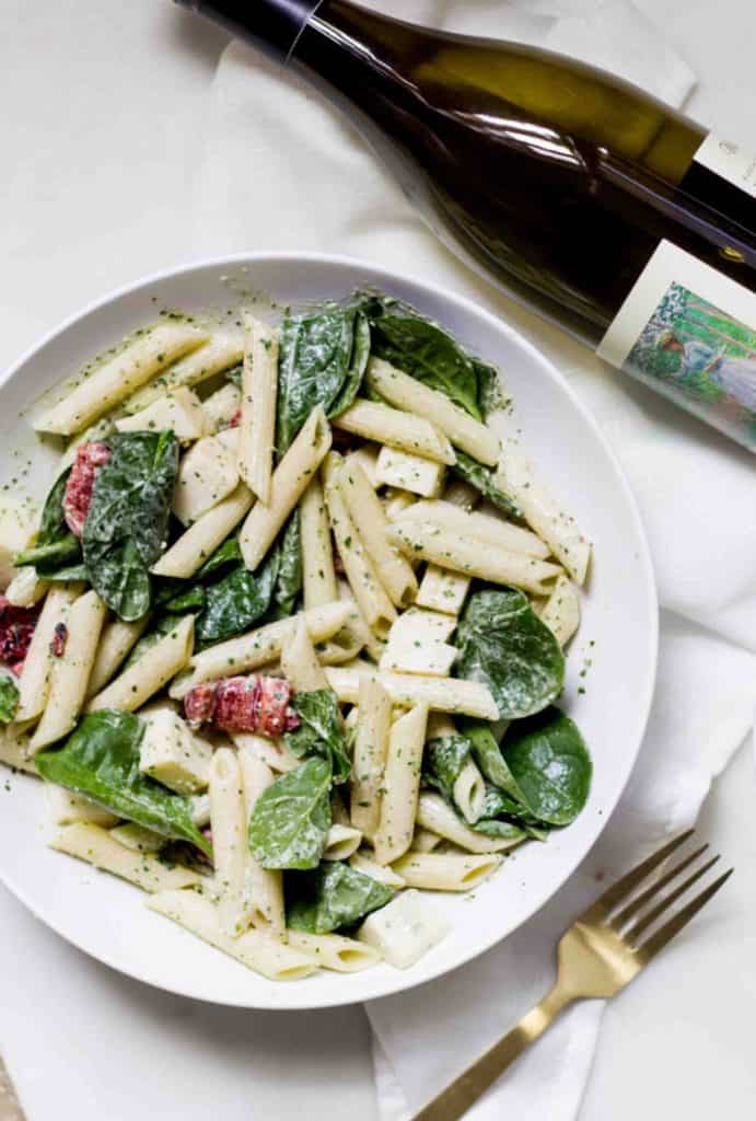 Easy pasta salad recipe overhead shot