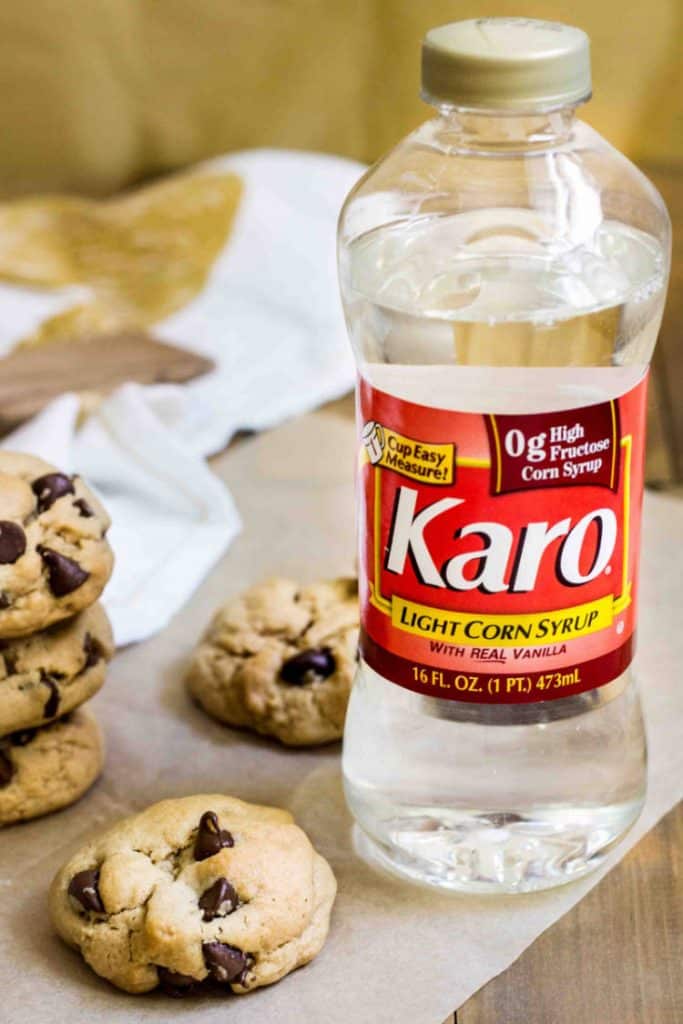 Chewy Peanut Butter Chocolate Chip Cookie made extra chewy with Karo® Corn Syrup 