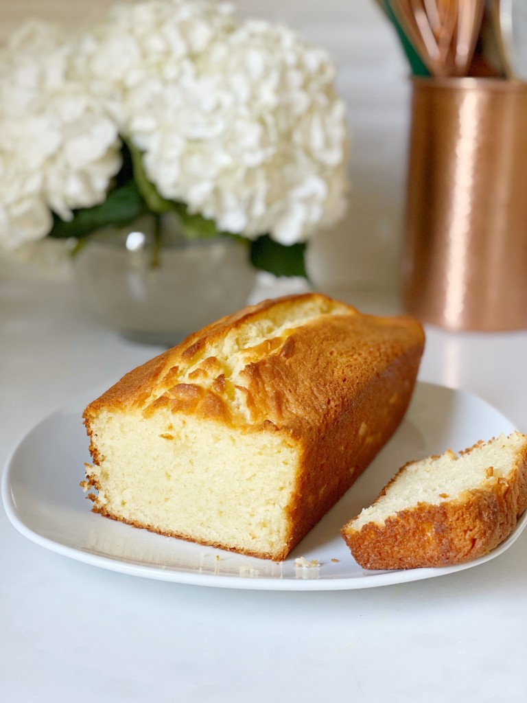 French Yogurt Cake recipe on a plate image