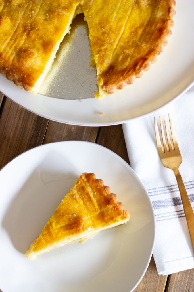 French gateau basque with crisp pastry topping image