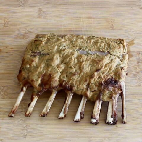 rack of lamb out of the oven