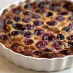 cherry clafoutis recipe in a dish