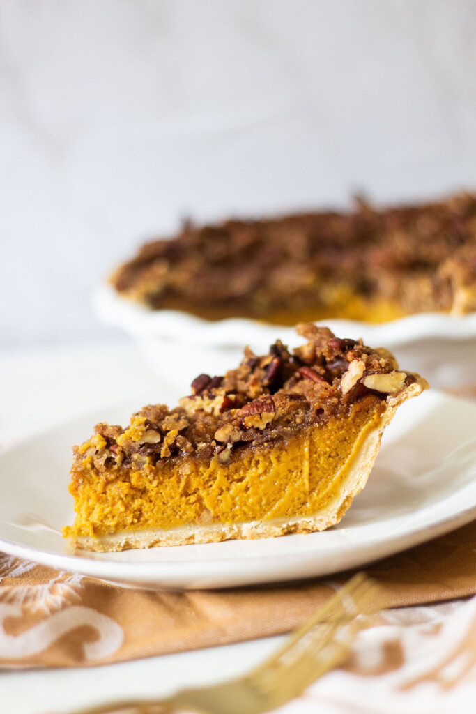pumpkin pecan pie slice image