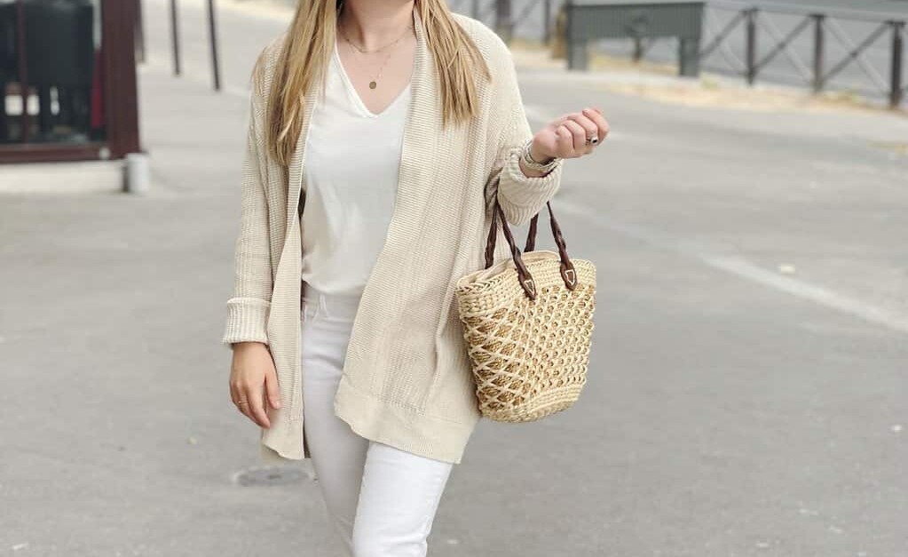 summer wardrobe essentials image of beeta dressed in all white