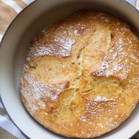 No-Knead Dutch Oven Bread recipe image in a pot
