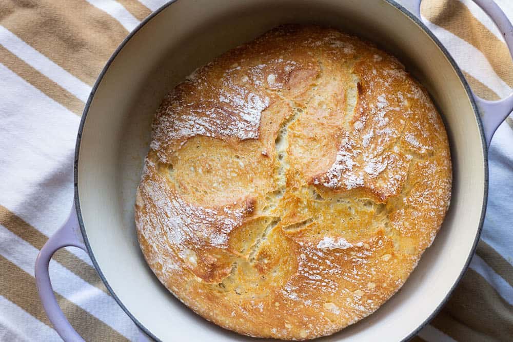 No-Knead Dutch Oven Bread recipe image in a pot
