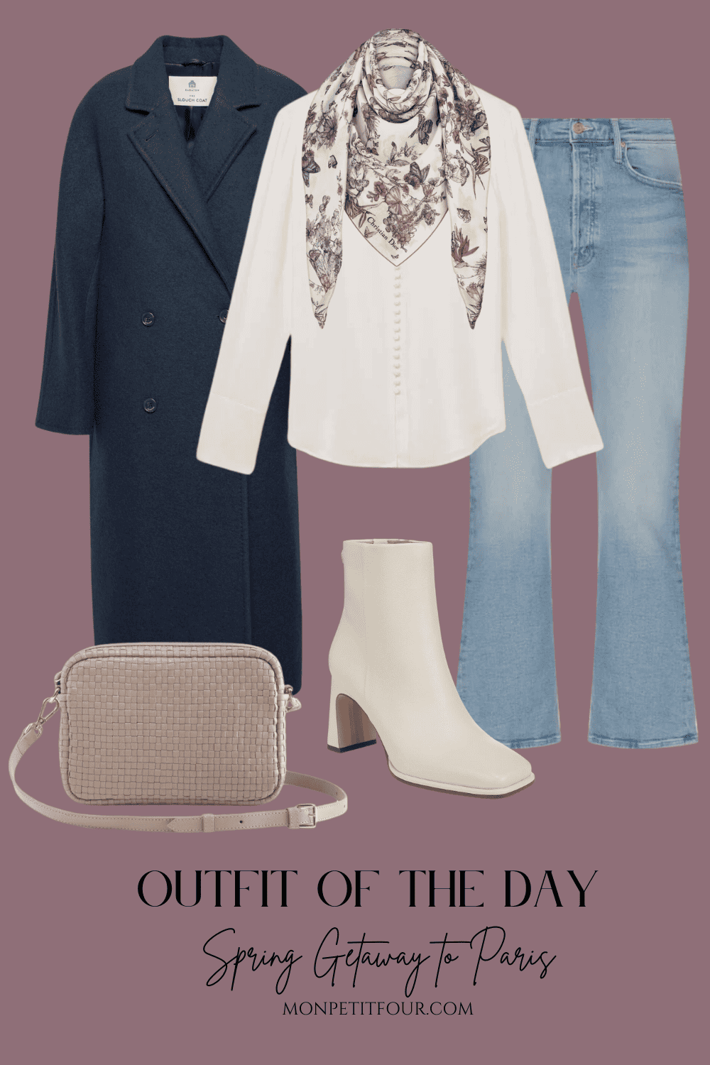 blue jeans and a silk top outfit