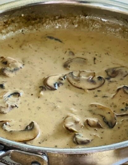 close up shot of sauce forestiere recipe