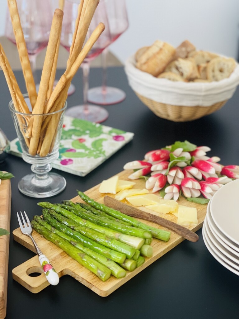 asparagus with salted butter and radishes
