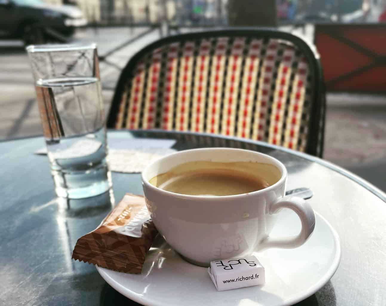cup of coffee at a parisian cafe
