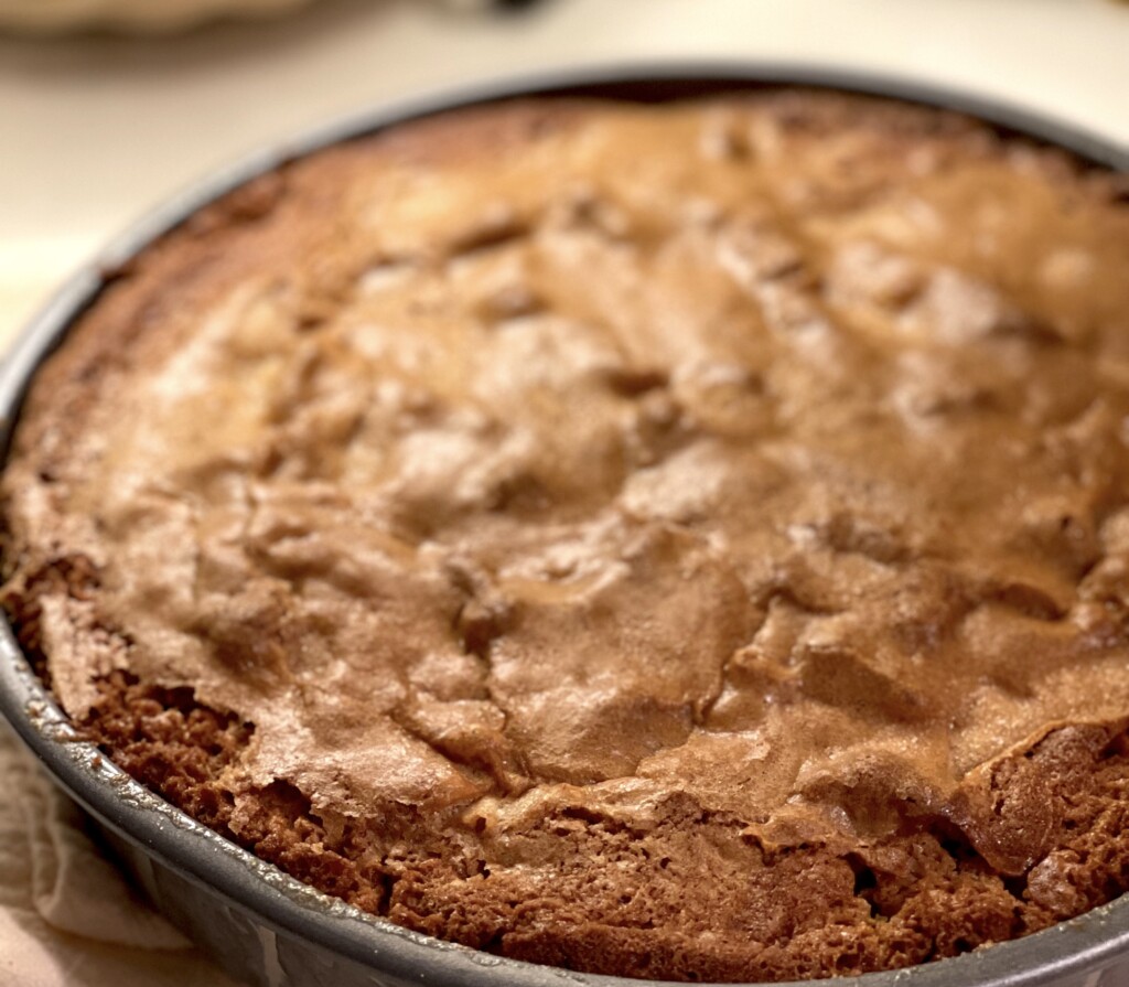 french apple cake in a pan