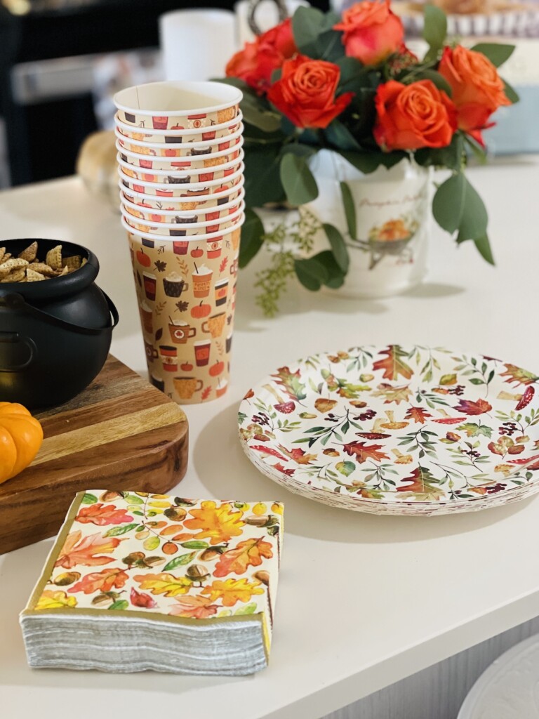 fall paper plates, napkins and cups