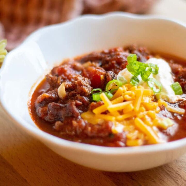 homemade chili recipe in a bowl