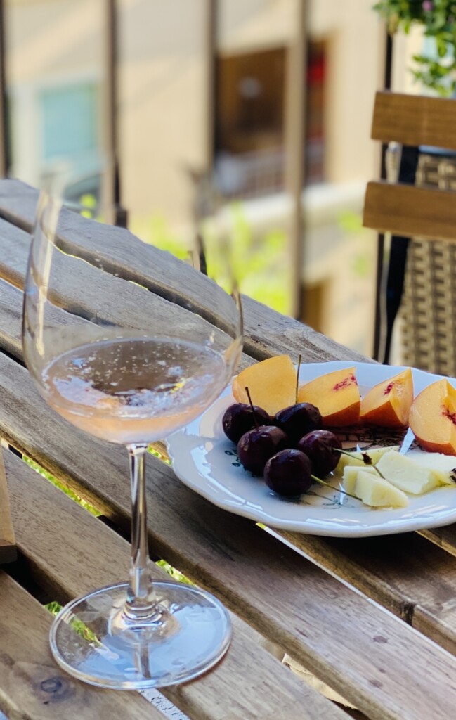 rosé in a glass with fruit