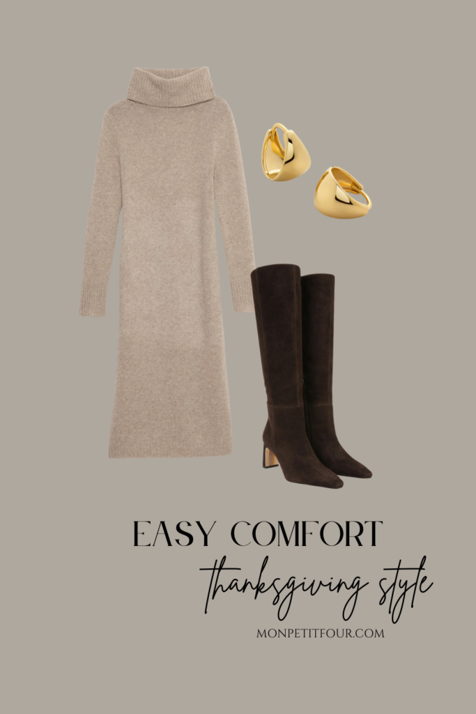 sweater dress and suede boots