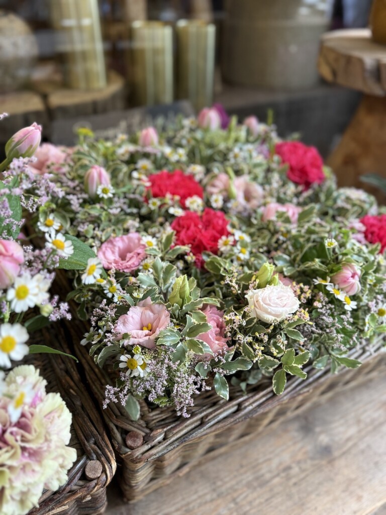 flowers in basket in paris image