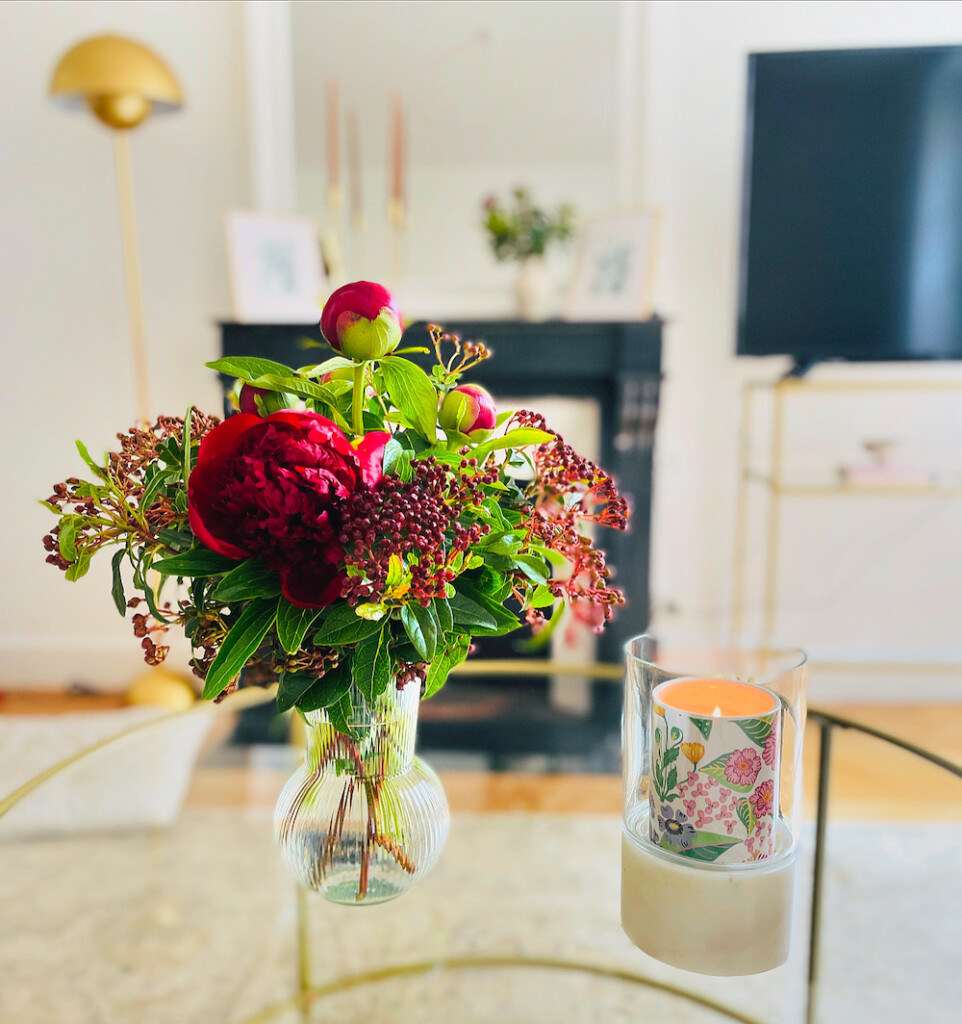 peonies in a paris apartment image